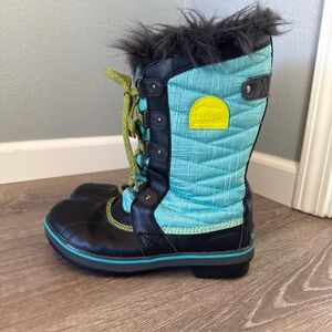 Sorel Tofino II  Quilted Boots Women's 5 Faux Fur Turquoise Winter Snow Boots